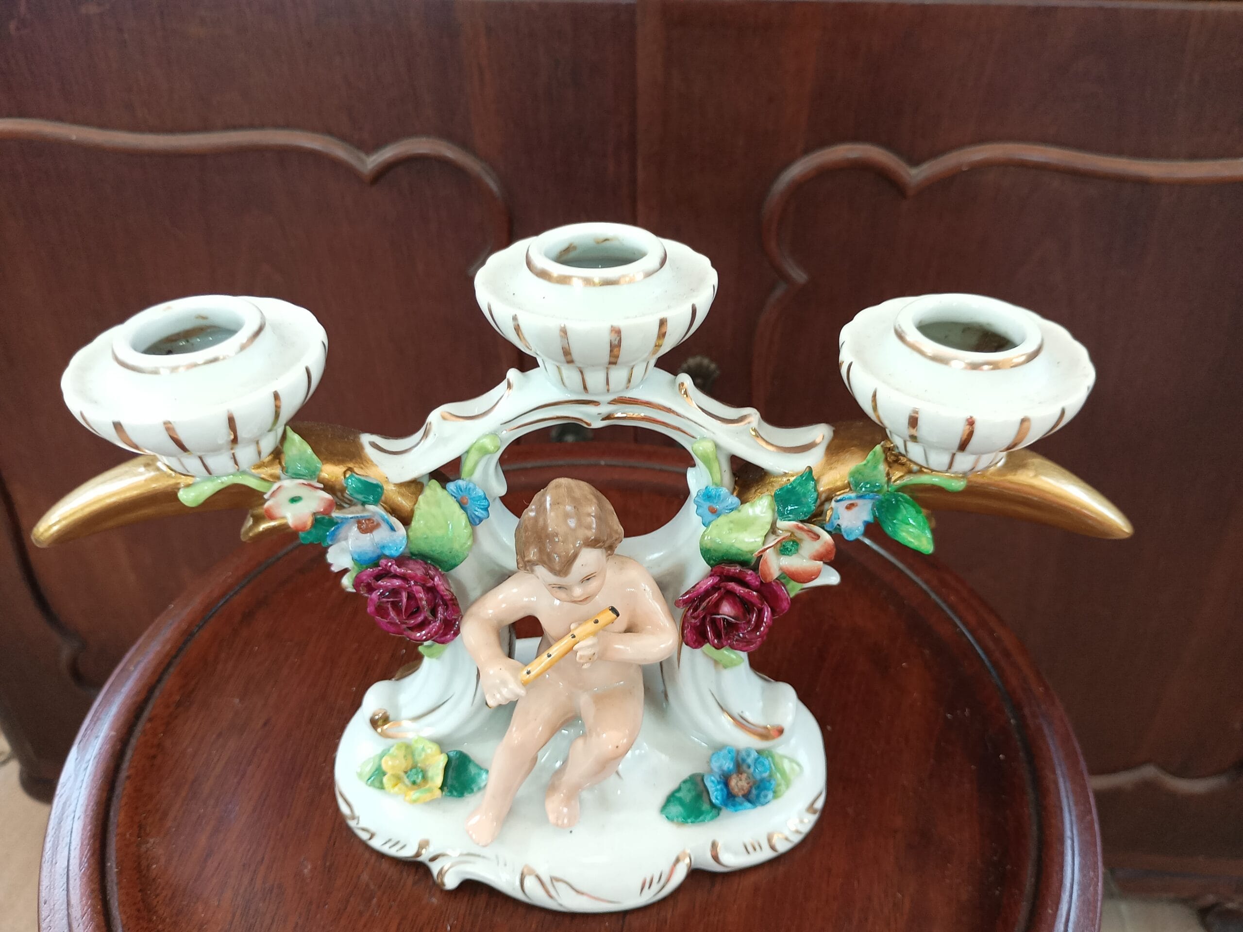 Candelabro de três velas em porcelana - Imagem 5