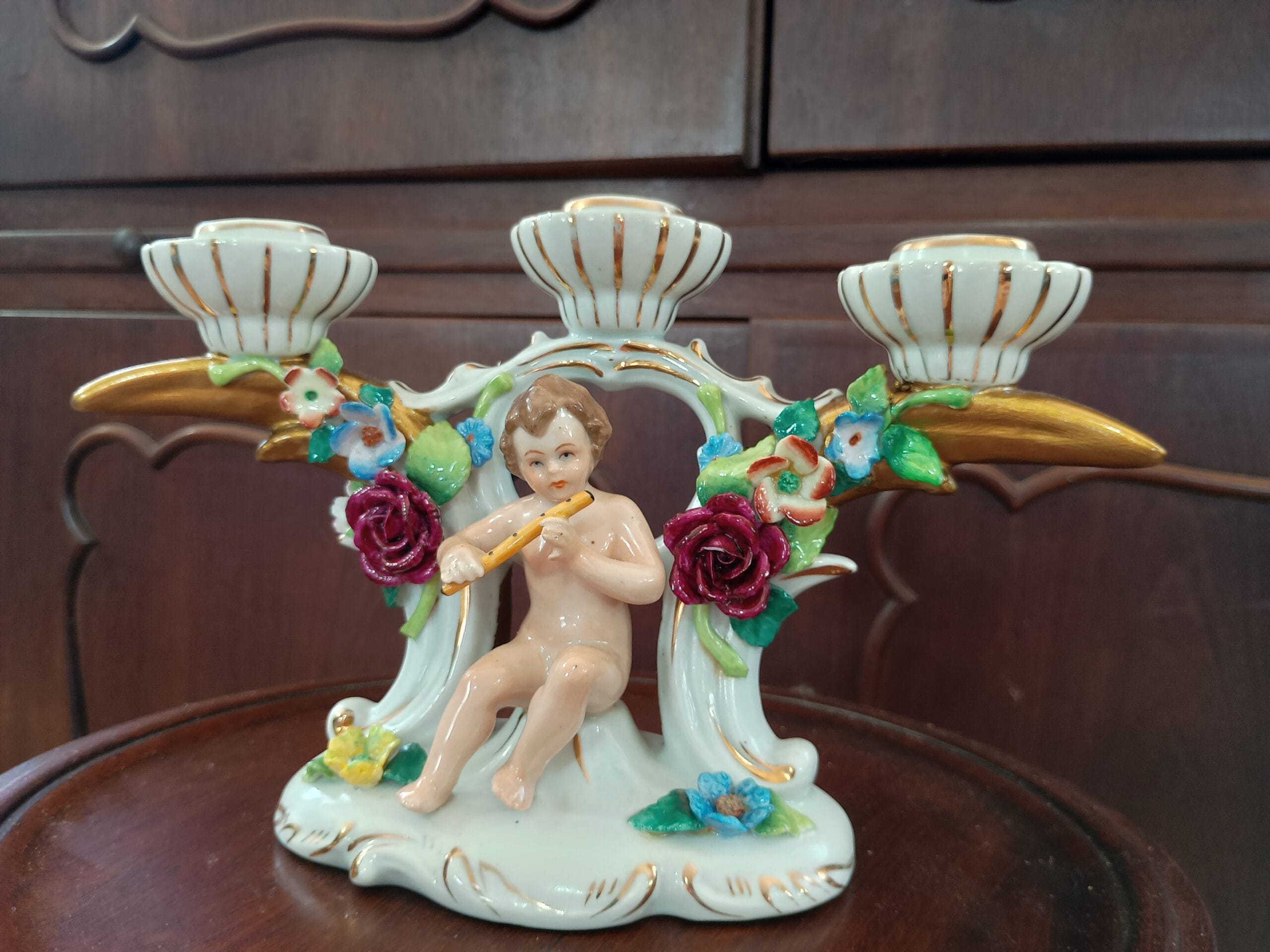 Candelabro de três velas em porcelana - Imagem 8
