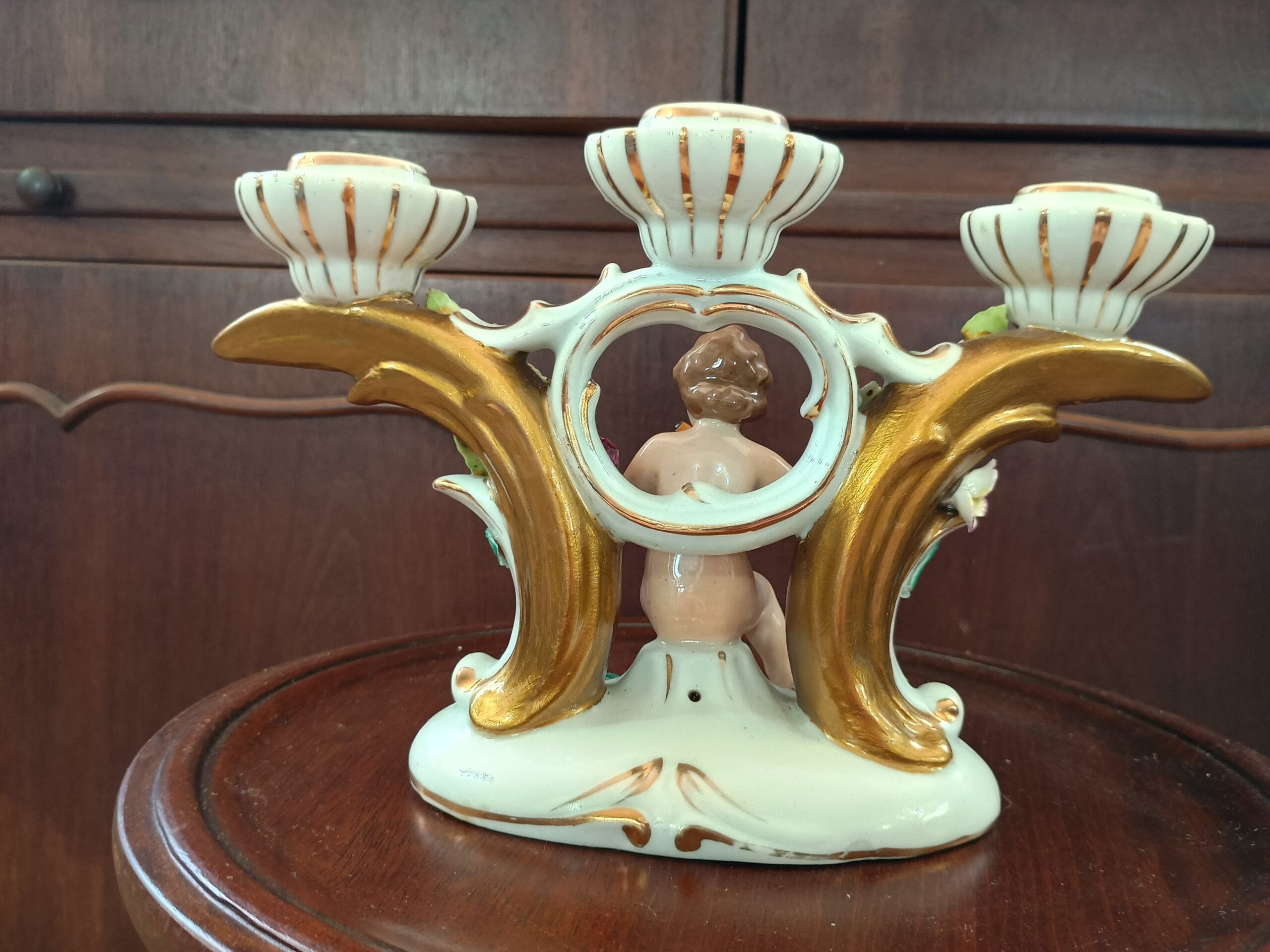 Candelabro de três velas em porcelana - Imagem 7
